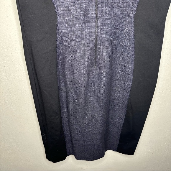 NWT ELIE TAHARI Patchwork Textured Colorblock Black & Grey Zipped MIDI Dress 16 - Picture 9 of 14